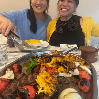 Shandez Persian Grill - Helen and Crystal tasting from 1of family platter. - Persian/Iranian Near Me - Houston, Texas Shandez Persian Grill - Helen and Crystal tasting from 1of family platter. - Persian/Iranian Near Me - Houston, Texas