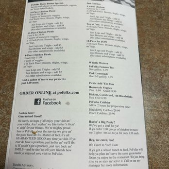 PO Folks - Menu as of 5/10/26 - Southern Near Me - Lynn Haven, Florida