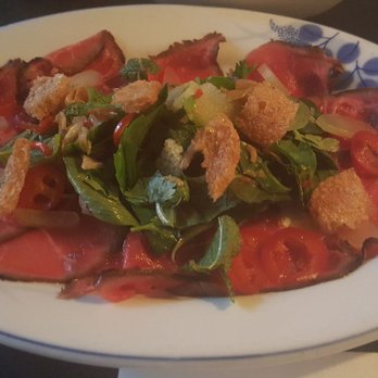 DaiLo - One of my favorite dishes! Torched Tamari Glazed Beef Carpaccio - 90 day olliffe's rib cap, herb salad, nuoc mam, prawn cracker. - Chinese Near Me - Toronto, Ontario DaiLo - One of my favorite dishes! Torched Tamari Glazed Beef Carpaccio - 90 day olliffe's rib cap, herb salad, nuoc mam, prawn cracker. - Chinese Near Me - Toronto, Ontario