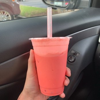 Look Up Dessert Cafe - Watermelon bubble tea with peach popping pearls - Ice Cream & Frozen Yogurt Near Me - Chesapeake, Virginia Look Up Dessert Cafe - Watermelon bubble tea with peach popping pearls - Ice Cream & Frozen Yogurt Near Me - Chesapeake, Virginia