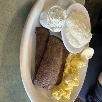 Mom's Place - eggs and gyro meat with grits - Diners Near Me - Tampa, Florida Mom's Place - eggs and gyro meat with grits - Diners Near Me - Tampa, Florida