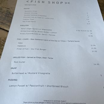 Fish Shop - Menu for the night - Fish & Chips Near Me - Smithfield, D