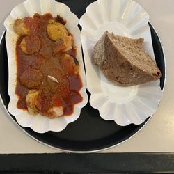 Currywurst and bread