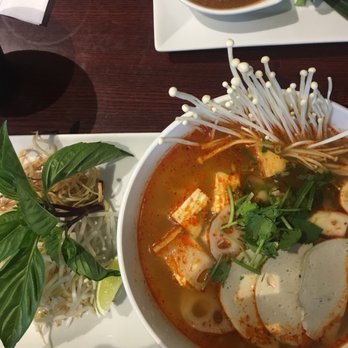 Veggiebowl - Spicy lemongrass noodle soup. Comes with fresh basil, bean sprouts, and dried bananas skins that provides great texture - Vietnamese Near Me - Vancouver, British Columbia Veggiebowl - Spicy lemongrass noodle soup. Comes with fresh basil, bean sprouts, and dried bananas skins that provides great texture - Vietnamese Near Me - Vancouver, British Columbia