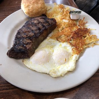 Dahlia Cafe - Medium ribeye and eggs - American Near Me - Liberty Hill, Texas