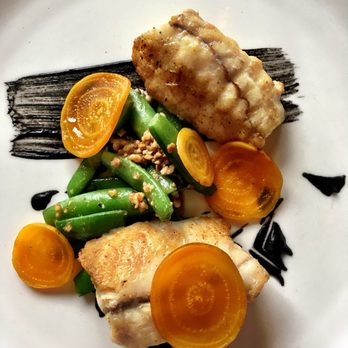 The Brewster Fish House - Monkfish with squid ink, sugar snap peas and golden beets - Seafood Near Me - Brewster, Massachusetts The Brewster Fish House - Monkfish with squid ink, sugar snap peas and golden beets - Seafood Near Me - Brewster, Massachusetts