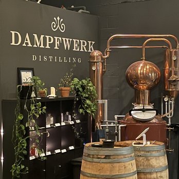 Dampfwerk Distilling - a display of old barrels - Distilleries Near Me - Saint Louis Park, Minnesota
