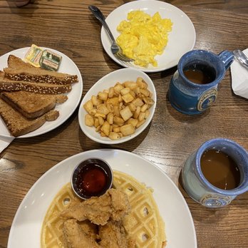 Another Broken Egg Cafe - Chicken n waffles, chicken was good but waffles were too eggy, definitely order those potatoes!! - American Near Me - Austin, Texas Another Broken Egg Cafe - Chicken n waffles, chicken was good but waffles were too eggy, definitely order those potatoes!! - American Near Me - Austin, Texas