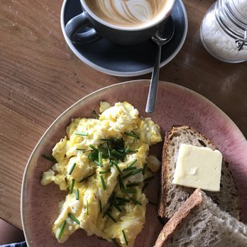 No58 Speiserei - Eierspeis Natur (scrambled eggs) and cappuccino - Cafes Near Me - Berlin, BE