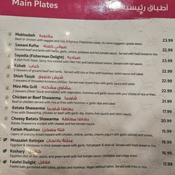 Main plates menu