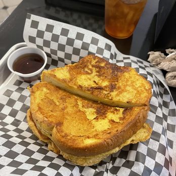 Not Ya Mama's Vegan Cafe - This is the French toast breakfast sandwich. - Comfort Food Near Me - Salem, Massachusetts