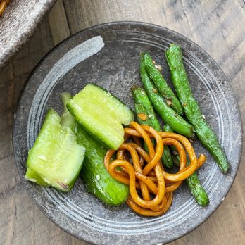 Dumpling Hours - Cucumber Salad with Crushed Garlic Ginger & Scallion Noodles String Beans Sauted with Garlic Sauce - Dim Sum Near Me - Walnut Creek, California