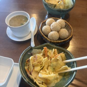 Sushi Izumi - House salad, miso soup, sesame balls - Sushi Bars Near Me - Fort Collins, Colorado Sushi Izumi - House salad, miso soup, sesame balls - Sushi Bars Near Me - Fort Collins, Colorado