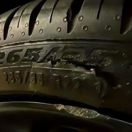 Torn tire repaired with the utmost care.