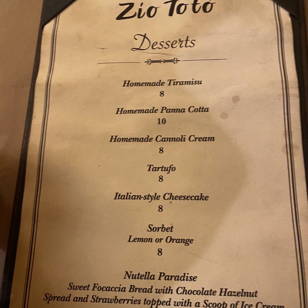 Zio Toto - Dessert - Italian Near Me - Brooklyn, New York Zio Toto - Dessert - Italian Near Me - Brooklyn, New York