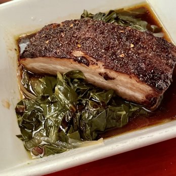 Salty Sow - Pork belly with collard greens - American Near Me - Austin, Texas Salty Sow - Pork belly with collard greens - American Near Me - Austin, Texas