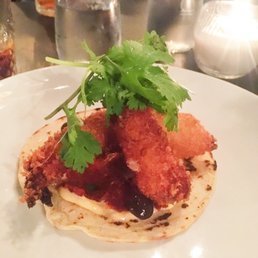Breaded juicy shrimp taco