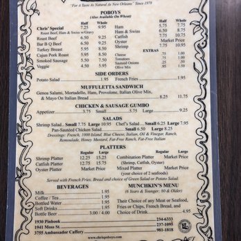 Chris' Poboys - The Menu... - Sandwiches Near Me - Lafayette, Louisiana Chris' Poboys - The Menu... - Sandwiches Near Me - Lafayette, Louisiana