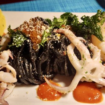 Cafe Med Eugene - Chitarra Frutti Di Mare (squid ink noodles) - Italian Near Me - Eugene, Oregon