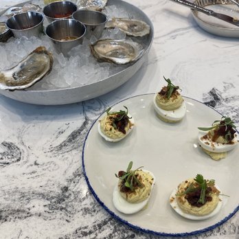 Lucky Shuck - Blue point oysters with deviled eggs - Seafood Near Me - Jupiter, Florida