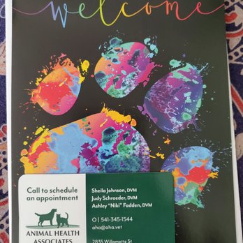 Animal Health Associates - Our Welcome Card and refrigerator magnet - Veterinarians Near Me - Eugene, Oregon Animal Health Associates - Our Welcome Card and refrigerator magnet - Veterinarians Near Me - Eugene, Oregon