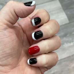 Black and white with red nails. Harlequin look!