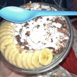 Playa Bowls - Nutelloco but with booster base instead of coconut, remove strawberries and sub peanut butter