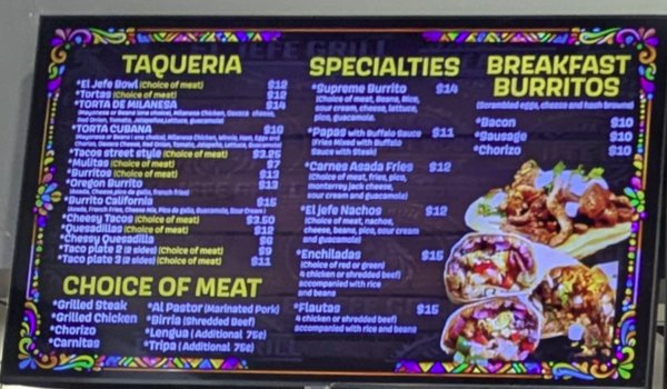 Menu photo 3 EL Jefe Grill Tigard, OR Menu photo 3 EL Jefe Grill Tigard, OR