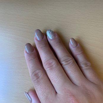 Famous Nails & Spa - Acrylic beige with glitter nails. Very lovely - Nail Salons Near Me - Simi Valley, California