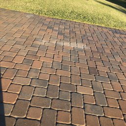 a view of a brick patio