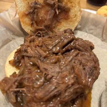 Lucille's Bad To The Bone BBQ - This is the delicious barbecue sandwich with shredded brisket - American Near Me - Delray Beach, Florida Lucille's Bad To The Bone BBQ - This is the delicious barbecue sandwich with shredded brisket - American Near Me - Delray Beach, Florida