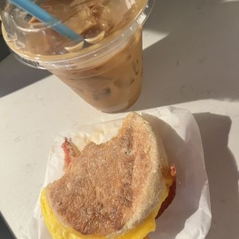 Monkey Grind Espresso - Xtra ice oat honey latte, Bacon breakfast sammy - Coffee & Tea Near Me - Seattle, Washington