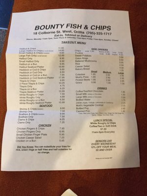 Menu photo 5 Bounty Fish & Chips Orillia, ON