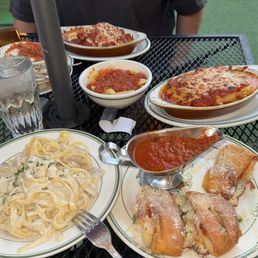 Chicken fettuccine alfredo, pizza rolls, lasagna, and chicken parm Chicken fettuccine alfredo, pizza rolls, lasagna, and chicken parm