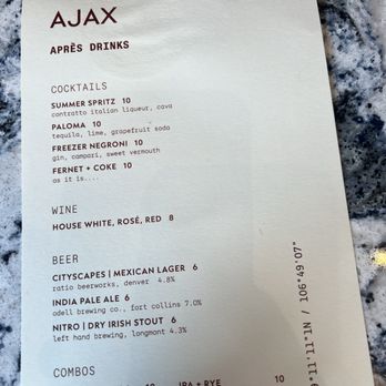 Ajax Downtown - Menu - Desserts Near Me - Denver, Colorado
