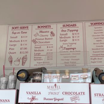 Marvel Frozen Dairy - Menu (as of 7/5/23) - Ice Cream & Frozen Yogurt Near Me - Lido Beach, New York Marvel Frozen Dairy - Menu (as of 7/5/23) - Ice Cream & Frozen Yogurt Near Me - Lido Beach, New York