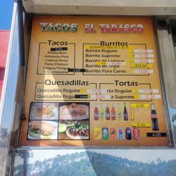 El Tarasco Taco Truck - Menu