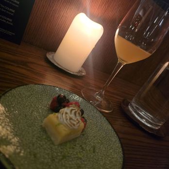 Camelia - Course 6: liquor infused with mandarin and yuzu. Dessert yuzu bar - French Near Me - Los Angeles, California