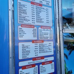 Mariscos La Baja Lunch Truck - Menu