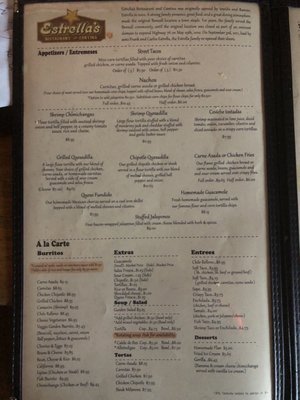 Menu photo 5 Estrella's Fallbrook, CA