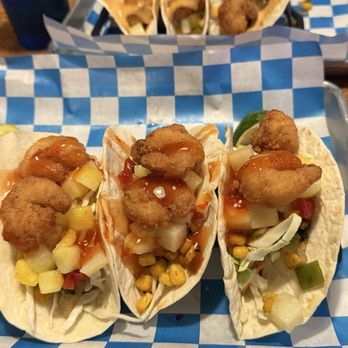 Blu Anchor - Sweet chili shrimp tacos and chipotle ranch shrimp tacos in back. - Breakfast & Brunch Near Me - Alexandria Bay, New York Blu Anchor - Sweet chili shrimp tacos and chipotle ranch shrimp tacos in back. - Breakfast & Brunch Near Me - Alexandria Bay, New York