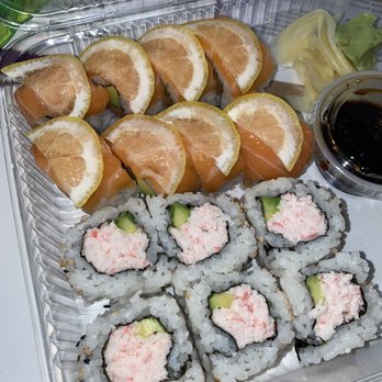 Mijouri Sushi Bune - Salmon lover roll and california roll. Fish does not taste fresh at all. - Sushi Bars Near Me - San Bruno, California Mijouri Sushi Bune - Salmon lover roll and california roll. Fish does not taste fresh at all. - Sushi Bars Near Me - San Bruno, California