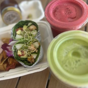 Surf & Sprout - Chicken avocado wrap? Green smoothie... and I can't remember what the hubs got. But it was tasty. - Juice Bars & Smoothies Near Me - Makaha , Hawaii Surf & Sprout - Chicken avocado wrap? Green smoothie... and I can't remember what the hubs got. But it was tasty. - Juice Bars & Smoothies Near Me - Makaha , Hawaii