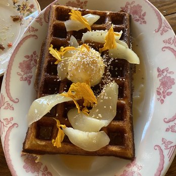 Milktooth - Corn waffle with pear - Breakfast & Brunch Near Me - Indianapolis, Indiana