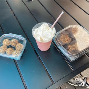 The Stache - on the left is the power balls in the middle is the Raspberry Sorbet and on the right is Mighty muffins - Ice Cream & Frozen Yogurt Near Me - Fayetteville, West Virginia