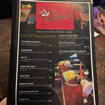 Law's Restaurant - Drink menu - Karaoke Near Me - Riverside, California