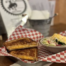 Camp Union Saloon - Grilled Cheddar on white with the side salad