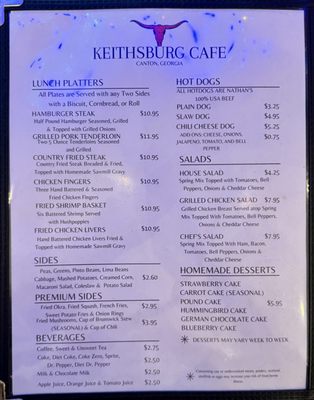 Menu photo 2 Keithsburg Cafe Canton, GA Menu photo 2 Keithsburg Cafe Canton, GA