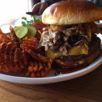 Pub 56 - Pub 56 burger with sweet potato fries - American Near Me - Aurora, Illinois Pub 56 - Pub 56 burger with sweet potato fries - American Near Me - Aurora, Illinois