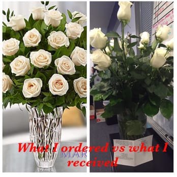 A Street Florist - What we ordered on the left and what we received on the right. Two complete arrangements...not worth $190. - Florists Near Me - Hayward, California